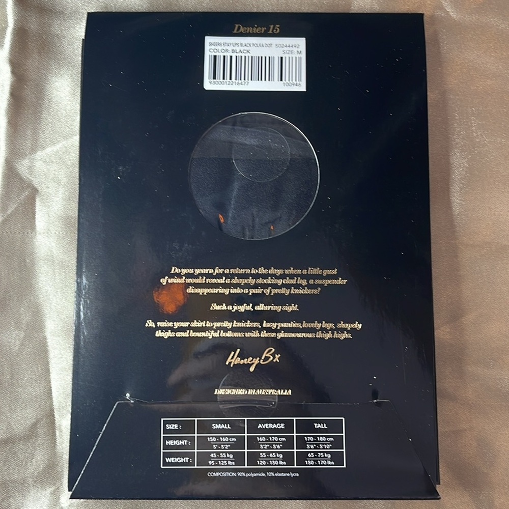 Honey Birdette Black Polka Dot Sheers Thigh High Stay Up Stockings - Picture 2 of 2